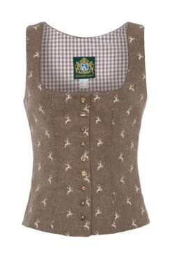 Trachtenmieder Braun Meliert Hirsch 000568