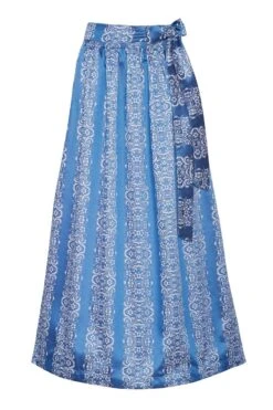 Dirndlschürze Lang 90cm Blau-weiß 001254
