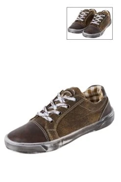 Kinder Trachtensneaker Dunkelbraun Weiß Nepomuk 002343