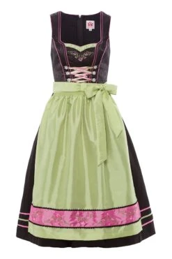 Spieth & Wensky Midi Dirndl 70cm Schwarz-grün Elvira 002790