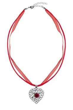 Collier Mit Herzanhänger Und Rosenblüte 005463 -Modegeschäft 005463 rot 2 1200x1200