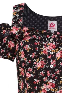 Spieth & Wensky Trachtenbluse Kurzarm Schwarz Rot Geblümt Mit Carmenärmeln 005998 -Modegeschäft 005998 3 1200x1200