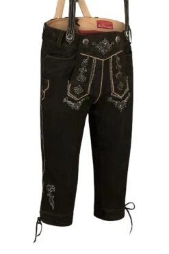 Lederhose Kniebund Mit H-Träger Altschwarz Fips 110656