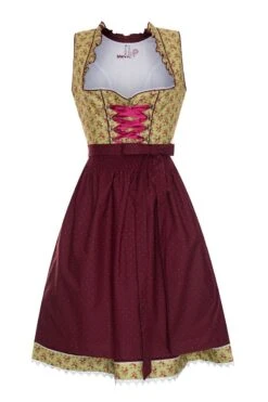 Mini Dirndl 60cm Oliv-rot Antje 130961