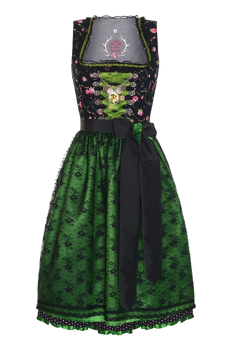 Midi Dirndl 65cm Schwarz-grün Antonia 131085 1 Midi Dirndl 65cm Schwarz-grün Antonia 131085