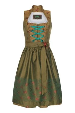 Midi Dirndl 65cm Braun Olivgrün Olivia 131182