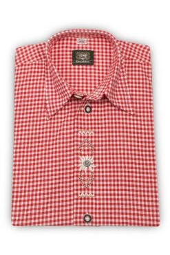 Kinder Trachtenhemd Langarm Rot Karo 140387