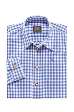 Kinder Trachtenhemd Langarm Blau Karo 140679