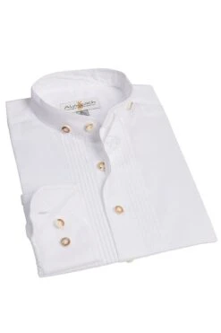 Kinder Trachtenhemd Langarm Weiß Mit Stehkragen 007782