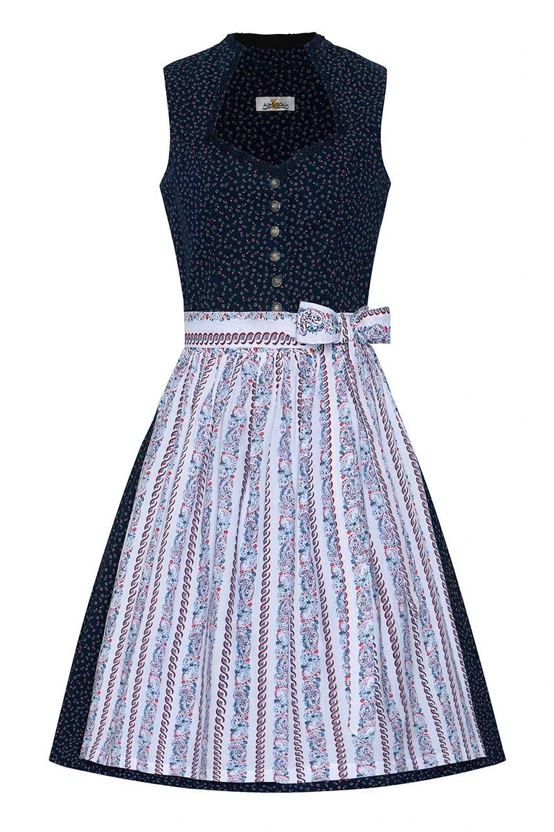 Mini Dirndl 60 Cm Dunkelblau Geblümt Weiß 015617 1 Mini Dirndl 60 Cm Dunkelblau Geblümt Weiß 015617