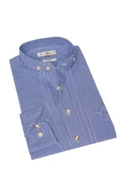 Trachtenhemd Langarm Blau Kariert Leon Slimfit 011071