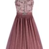 Midi Dirndl 65 Cm Altrosa Rosenholz Stretch Viktoria 010099 - Limitiert