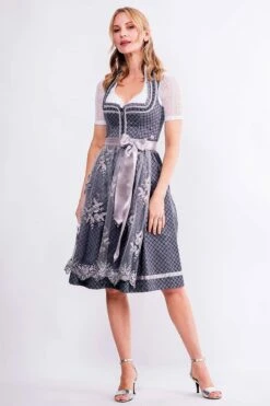 Midi Dirndl 65 Cm Anthrazit Silber Larissa 014993