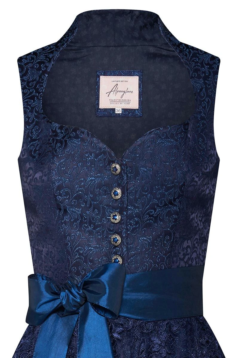 Midi Dirndl 65 Cm Dunkelblau Mit Spitzenschürze Bayana 009180 3 Midi Dirndl 65 Cm Dunkelblau Mit Spitzenschürze Bayana 009180 – Bild 3