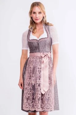 Midi Dirndl 65 Cm Grau Altrosa Charlen 014991