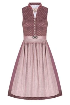 Midi Dirndl 65cm Rosenholz Altrosa Gemustert Doro 007278
