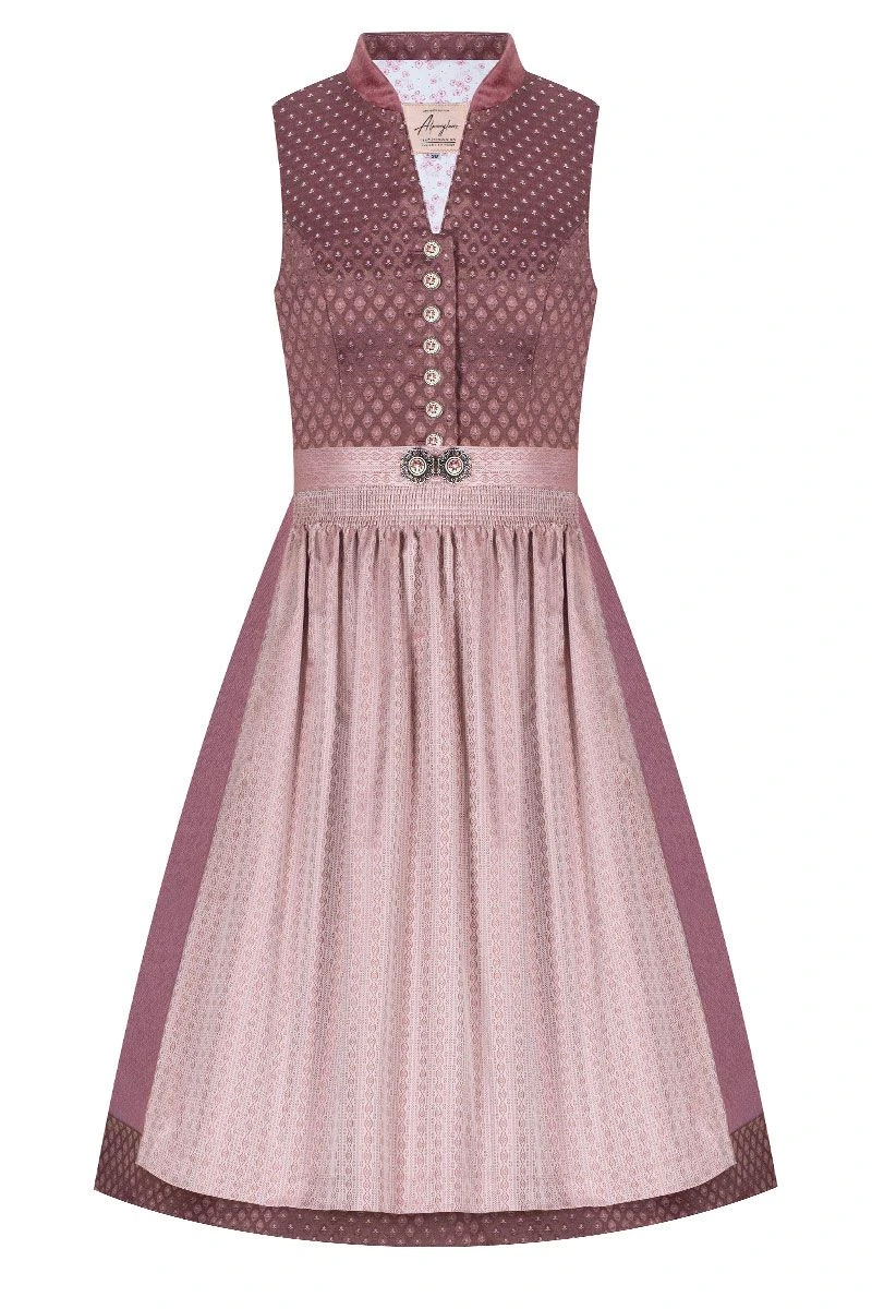 Midi Dirndl 65cm Rosenholz Altrosa Gemustert Doro 007278 1 Midi Dirndl 65cm Rosenholz Altrosa Gemustert Doro 007278