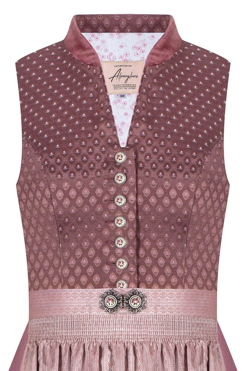 Midi Dirndl 65cm Rosenholz Altrosa Gemustert Doro 007278 3 Midi Dirndl 65cm Rosenholz Altrosa Gemustert Doro 007278 – Bild 3
