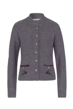 Trachten Strickjacke Grau Rot Carina 003599