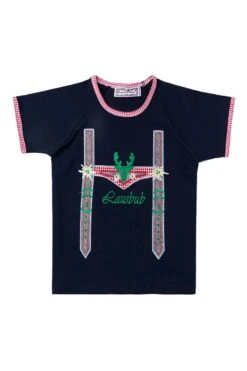 Kinder Trachtenshirt Dunkelblau Dunkelbraun Lausbub 004090