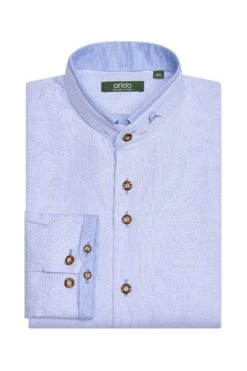 Trachtenhemd Langarm Blau Gemustert Vinzent 011581