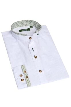 Trachtenhemd Langarm Weiß Grün Vinzent 011565