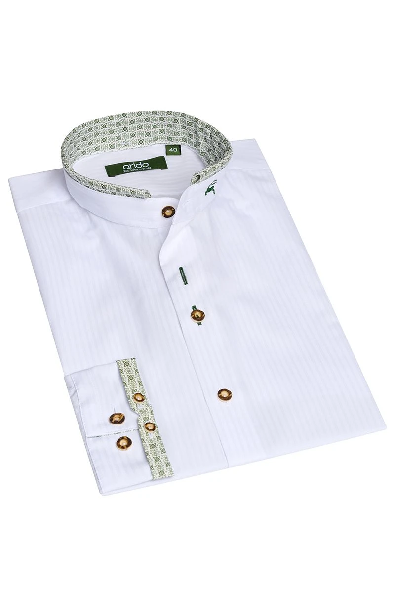 Trachtenhemd Langarm Weiß Grün Vinzent 011565 1 Trachtenhemd Langarm Weiß Grün Vinzent 011565