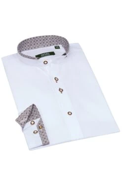 Trachtenhemd Weiß Braun Frederik 013301