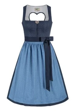 Midi Dirndl 65 Cm Dunkelblau Gemustert Blau Resi 014655