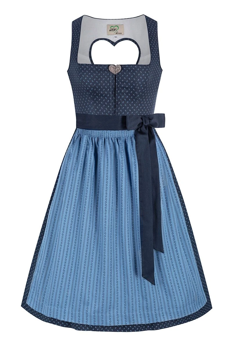Midi Dirndl 65 Cm Dunkelblau Gemustert Blau Resi 014655 1 Midi Dirndl 65 Cm Dunkelblau Gemustert Blau Resi 014655