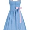 Midi Dirndl 65 Cm Hellblau Rosa Herzl 014657