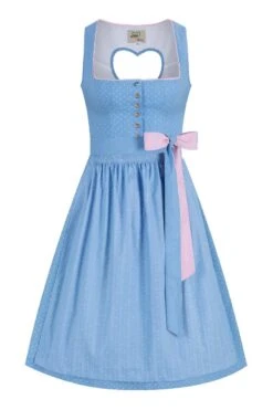 Midi Dirndl 65 Cm Hellblau Rosa Herzl 014657