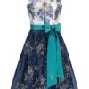 Midi Dirndl 65 Cm Creme Blau Zauberelfe 012138