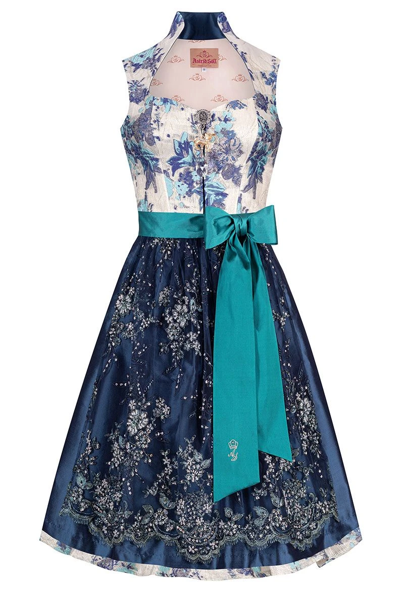 Midi Dirndl 65 Cm Creme Blau Zauberelfe 012138 1 Midi Dirndl 65 Cm Creme Blau Zauberelfe 012138