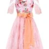 Midi Dirndl 65 Cm Rosa Apricot Elfenparadies 012135