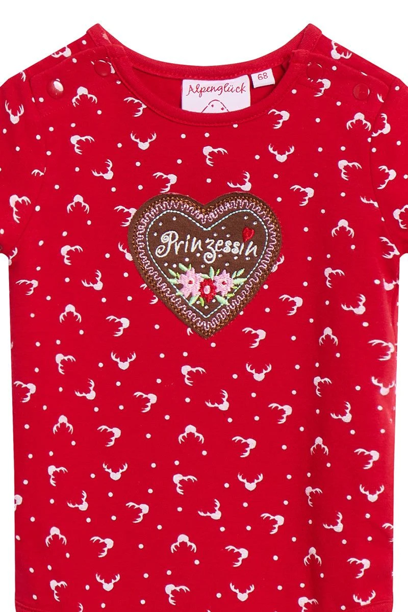 Baby Body Rot Mit Hirschprint Prinzessin 011401 2 Baby Body Rot Mit Hirschprint Prinzessin 011401 – Bild 2