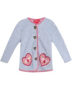 Kinder Trachtenjacke Hellgrau Rot 011405