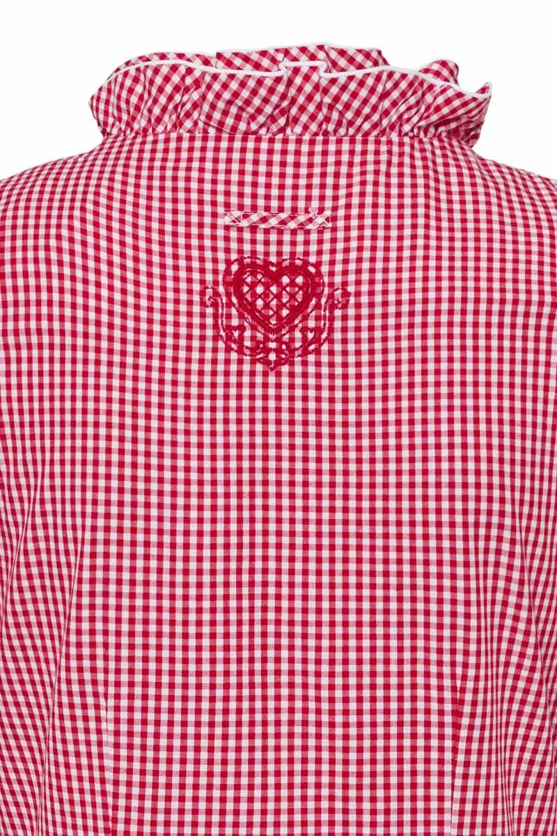 Trachtenbluse Kurzarm Rot Kariert Mit Carmenärmeln 005372 4 Trachtenbluse Kurzarm Rot Kariert Mit Carmenärmeln 005372 – Bild 4