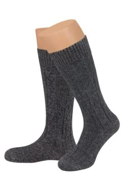Trachten Kniestrümpfe Anthrazit Mit Zopfmuster 008083