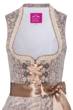 Mini Dirndl 60cm Taupe Beige Geblümt Jana 005446 -Modegeschäft edelheiss midi dirndl 65er taupe beige gebluemt jana 005446 3 1200x1200