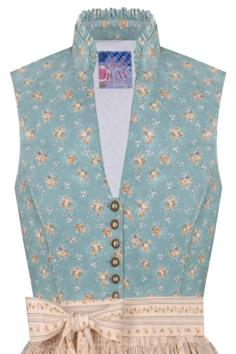 Midi Dirndl 65cm Türkis Creme Geblümt Tamara 004395 3 Midi Dirndl 65cm Türkis Creme Geblümt Tamara 004395 – Bild 3