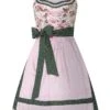 Mini Dirndl 50 Cm Creme Geblümt Dunkelgrün Mia 005449