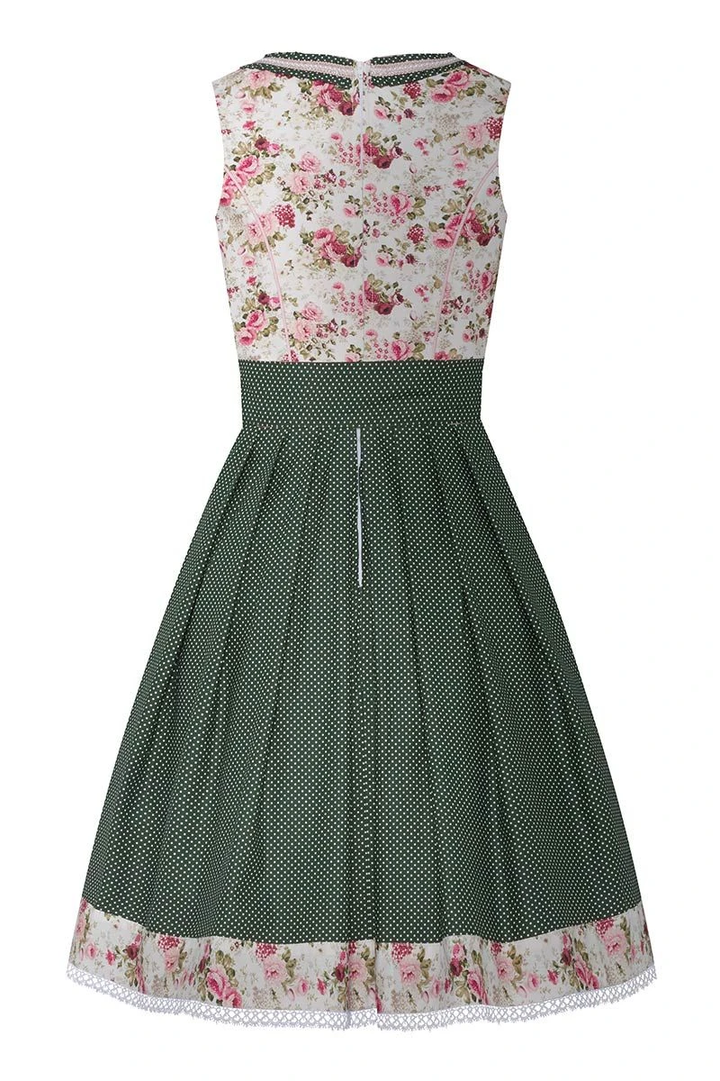 Mini Dirndl 50 Cm Creme Geblümt Dunkelgrün Mia 005449 2 Mini Dirndl 50 Cm Creme Geblümt Dunkelgrün Mia 005449 – Bild 2