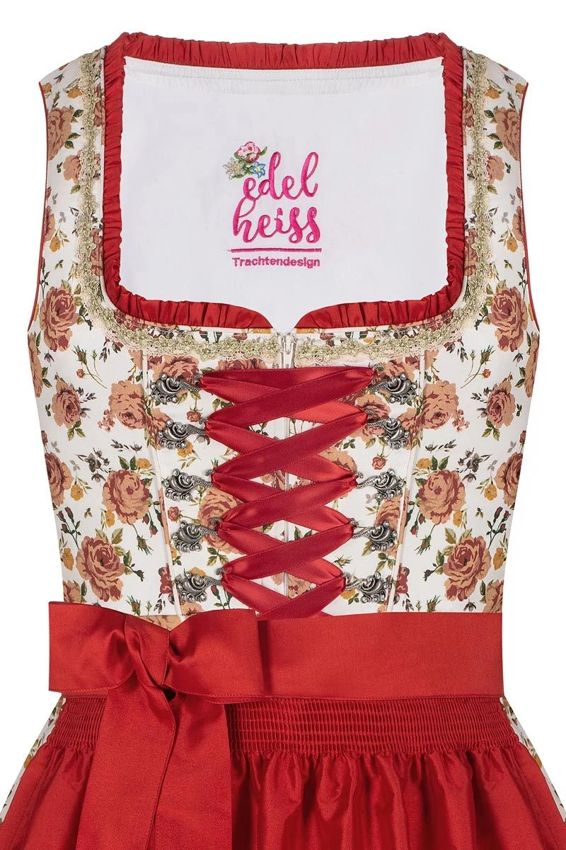 Mini Dirndl 55cm Creme Geblümt Rot Linda 006924 3 Mini Dirndl 55cm Creme Geblümt Rot Linda 006924 – Bild 3
