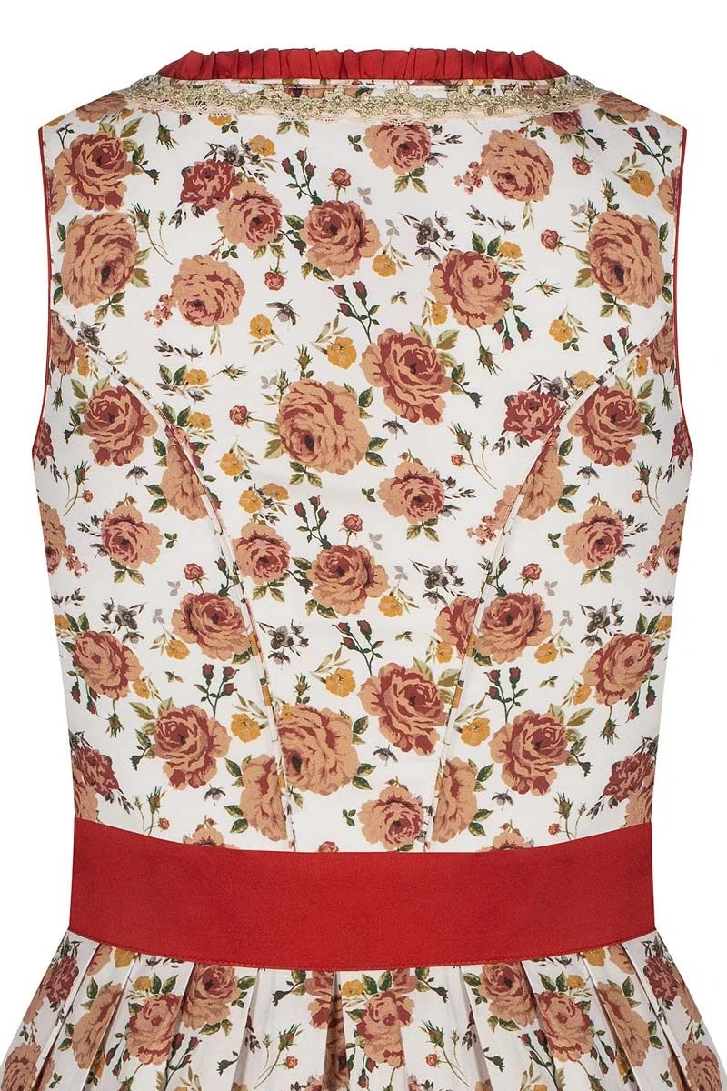 Mini Dirndl 55cm Creme Geblümt Rot Linda 006924 4 Mini Dirndl 55cm Creme Geblümt Rot Linda 006924 – Bild 4