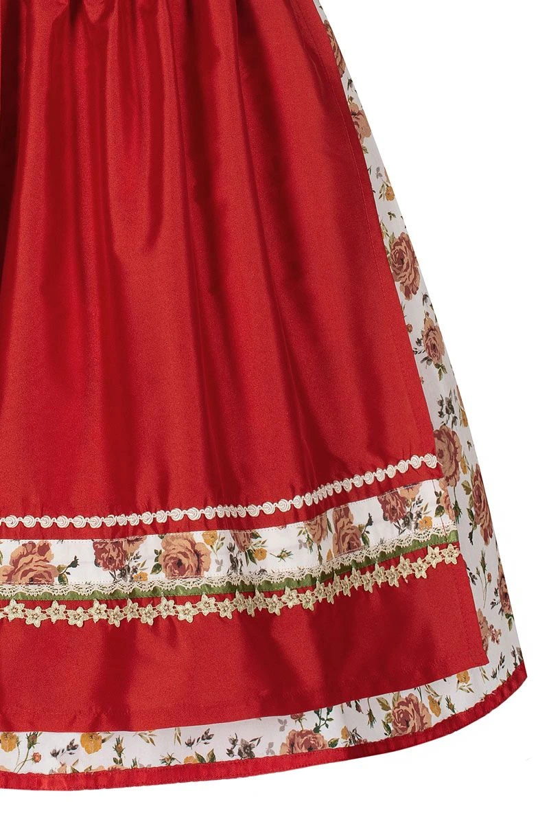 Mini Dirndl 55cm Creme Geblümt Rot Linda 006924 5 Mini Dirndl 55cm Creme Geblümt Rot Linda 006924 – Bild 5