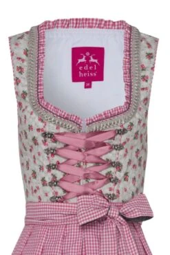 Mini Dirndl 60cm Grau Geblümt Rosa Karo Kalina 005623 -Modegeschäft edelheiss mini dirndl 60er grau gebluemt rosa karo kalina 005623 3 1200x1200