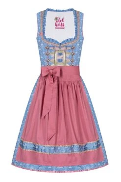 Mini Dirndl 60cm Hellblau Gemustert Rosa Gepunktet Carla 005598