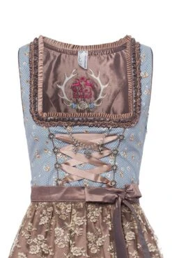 Mini Dirndl 60cm Hellblau Gepunktet Taupe Stella 003177 -Modegeschäft edelheiss minidirndl 60er hellblau gepunktet taupe stella 003177 3 1200x1200