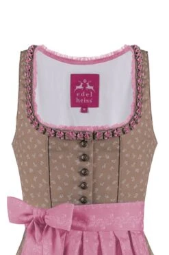 Mini Dirndl 60cm Taupe Rosa Elinore 004126 -Modegeschäft edelheiss minidirndl 60er taupe rosa elinore 004126 3 1200x1200